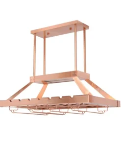 Elegant Designs 2 Light LED Overhead Wine Rack, Copper