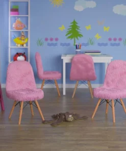 Flash Furniture 4 Pack Kids Shaggy Dog Light Pink Accent Chair