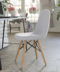 Flash Furniture Gray Faux Sherpa Accent Chair with Wood Legs