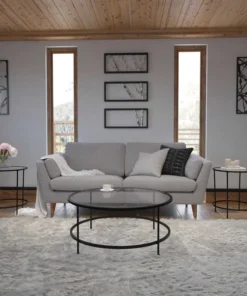 Flash Furniture 3 Piece Round Glass Table Set-Matte Black Frame