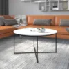 Flash Furniture Round White Coffee Table with Matte Black Frame