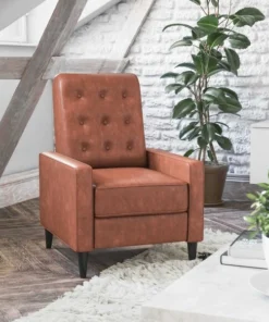 Flash Furniture Modern Cognac Brown LeatherSoft Pushback Recliner