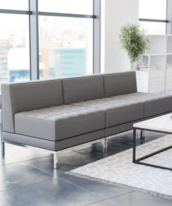 Flash Furniture 3 Piece Gray LeatherSoft Modular Lounge Set