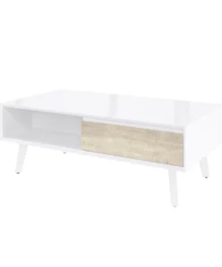 Bestar Adara 48W Coffee Table, Uv White And Mountain Ash Gray