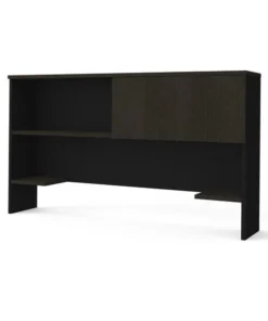 Bestar Pro-Concept Plus 72W Hutch with Sliding Door, Deep Grey & Black