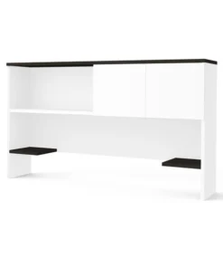 Bestar Pro-Concept Plus 72W Hutch with Sliding Door, White & Deep Grey