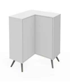 Bestar Krom 27W Corner Storage Cabinet with Metal Legs, White