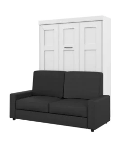 Bestar Edge 78W Queen Murphy Bed and a Sofa, White