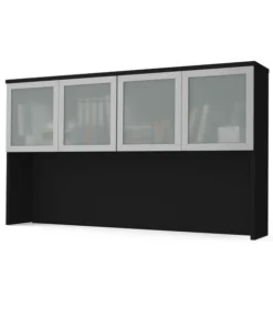 Bestar Pro-Concept Plus 72W Hutch with Frosted Glass Doors, Black