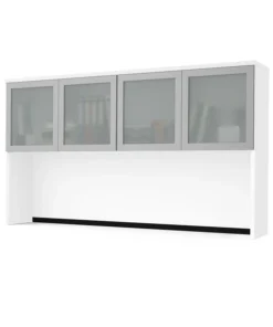 Bestar Pro-Concept Plus 72W Hutch with Frosted Glass Doors, White