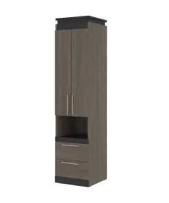 Bestar Orion 20W Storage Cabinet with Pull-Out Shelf, Bark Gray & Graphite
