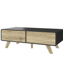 Bestar Alhena 48W Coffee Table, Black Uv & Sandy Brown Oak