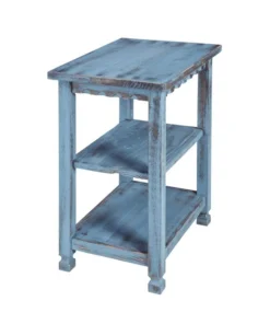 Alaterre Furniture Country Cottage 2 Shelf End Table, Blue Antique Finish