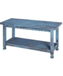 Alaterre Furniture Country Cottage Bench, Blue Antique Finish