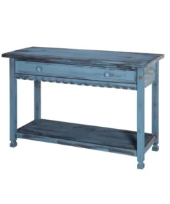 Alaterre Furniture Country Cottage Media/Console Table, Blue Antique Finish