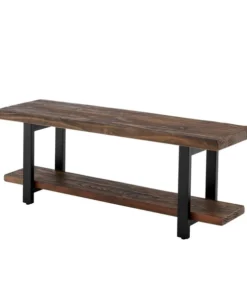 Alaterre Furniture Pomona Metal and Wood Bench
