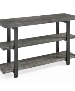 Alaterre Furniture Pomona 48" Metal and Wood Media/Console Table, Slate Gray
