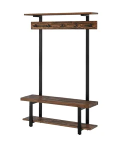 Alaterre Furniture Pomona Entryway Hall Tree with Bench, Shelves & Coat Hooks, Depth: 14