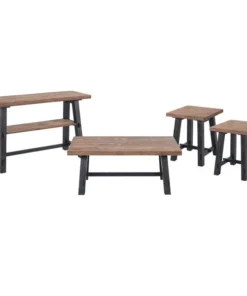 Alaterre Furniture Adam 4-Piece Solid Wood Living Room Set, Overall Height: 30