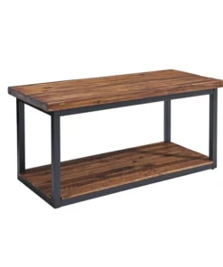 Alaterre Furniture Claremont 40" Rustic Wood Bench with Low Shelf