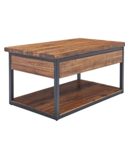 Alaterre Furniture Claremont 42"L Rustic Wood Coffee Table with Low Shelf