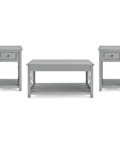 Alaterre Furniture Coventry 36" Coffee Table and Two End Tables with Drawer, Color: Gray