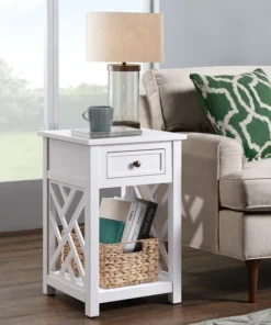 Alaterre Furniture Coventry Wood End Table with Drawer and Shelf