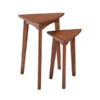 Alaterre Furniture Monterey 24" Mid-Century Wood Triangular Nesting End Tables, Set of Two, Warm Chestnut
