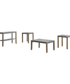 Alaterre Furniture Newport 4-Piece Faux Concrete and Wood Living Room Set