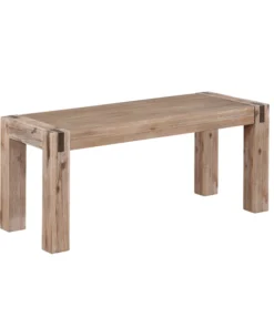 Alaterre Furniture Woodstock Acacia Wood with Metal Inset 40" Bench, Brushed Driftwood
