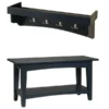 Alaterre Furniture Shaker Cottage Tray Shelf Coat Hook with Bench Set, Charcoal Gray