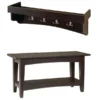 Alaterre Furniture Shaker Cottage Tray Shelf Coat Hook with Bench Set, Chocolate