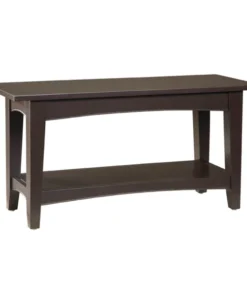 Alaterre Furniture Shaker Cottage Bench with Shelf, Chocolate