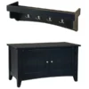 Alaterre Furniture Shaker Cottage Tray Shelf Coat Hook with Cabinet Bench Set, Charcoal Gray