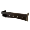 Alaterre Furniture Shaker Cottage Coat Hooks with Tray Shelf, Chocolate