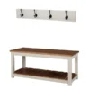 Alaterre Furniture Savannah Coat Hook with Bench Set, Ivory