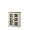 Alaterre Furniture Savannah Pie Safe Cabinet, Ivory with Natural Wood Top