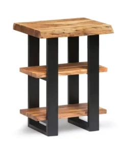 Alaterre Furniture Alpine Natural Live Edge Wood 2-Shelf End Table