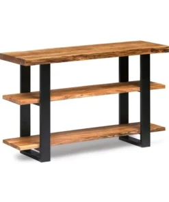 Alaterre Furniture Alpine Natural Live Edge Wood Media Console Table, Width: 48