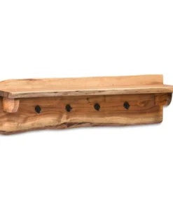 Alaterre Furniture Alpine Natural Live Edge Wood 36" Coat Hooks with Shelf