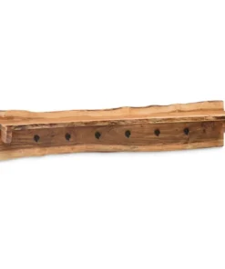 Alaterre Furniture Alpine Natural Live Edge Wood 48" Coat Hooks with Shelf