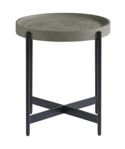 Alaterre Furniture Brookline 20" Round Wood with Concrete-Coating End Table