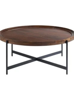 Alaterre Furniture Brookline 42" Round Coffee Table, Medium Chestnut