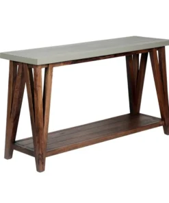 Alaterre Furniture Brookside 52"W Wood with Concrete-Coating Console/Media Table