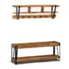 Alaterre Furniture Ryegate Natural Live Edge 48" Bench with Coat Hook Shelf Set