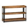 Alaterre Furniture Ryegate Natural Live Edge Solid Wood with Metal Media Console Table, Natural