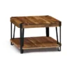 Alaterre Furniture Ryegate Natural Live Edge Solid Wood with Metal Square Coffee Table, Natural