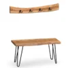 Alaterre Furniture Hairpin Natural Live Edge 36" Bench with Coat Hook Set