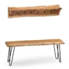 Alaterre Furniture Hairpin Natural Live Edge 48" Bench with Coat Hook Shelf Set