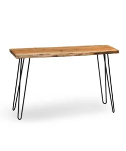 Alaterre Furniture Hairpin Natural Live Edge Wood with Metal 48" Media Console Table, Natural